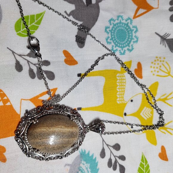 Picture Jasper Pendant Stainless Steel Necklace - Picture 5 of 8